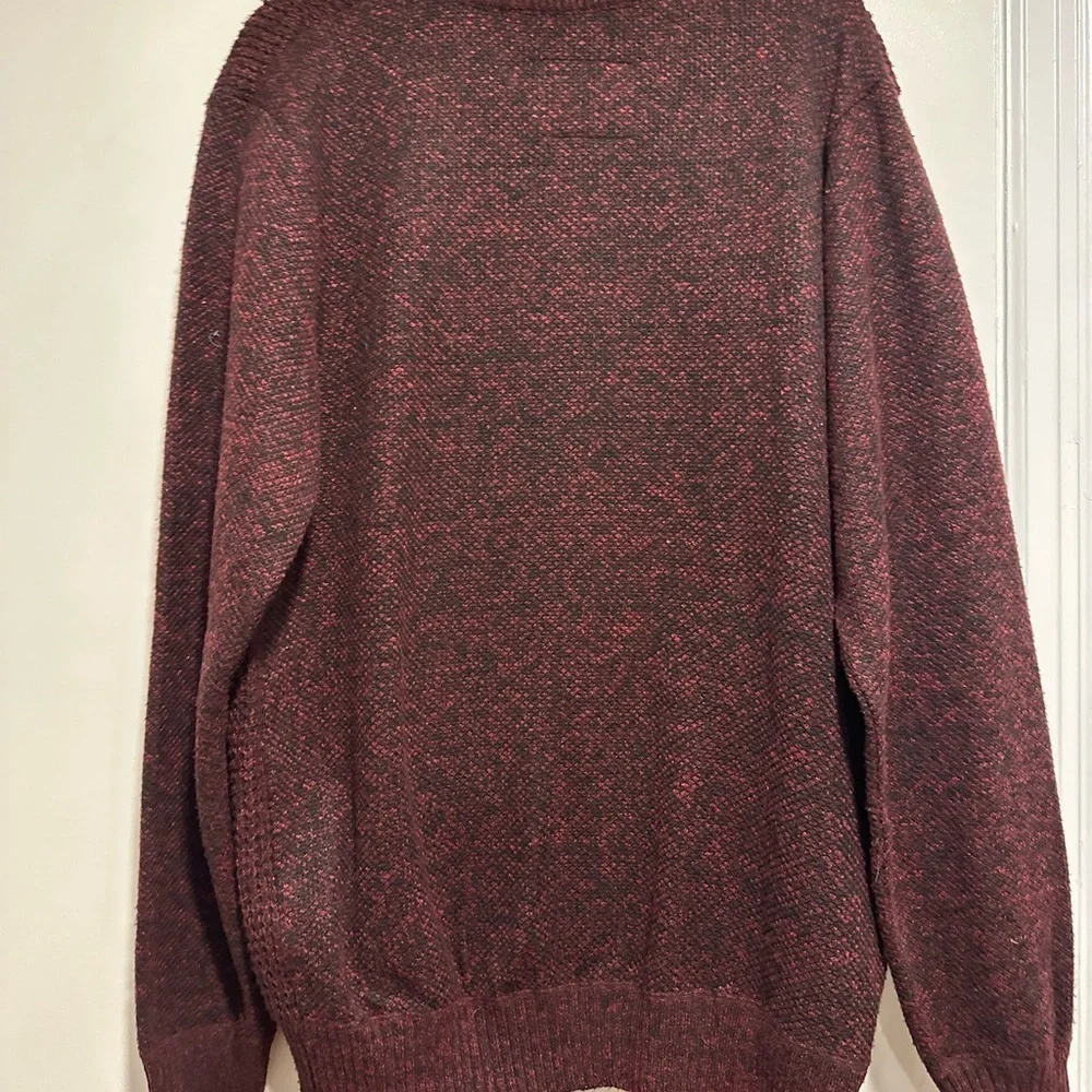 Buffalo David Button Mens XL Pullover Burgundy Speckle Knit Long Sleeve Sweater.